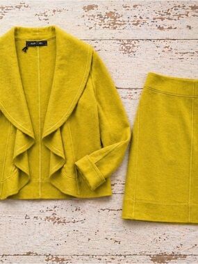 Marc Cain Chartreuse Jacket and mini skirt ✨